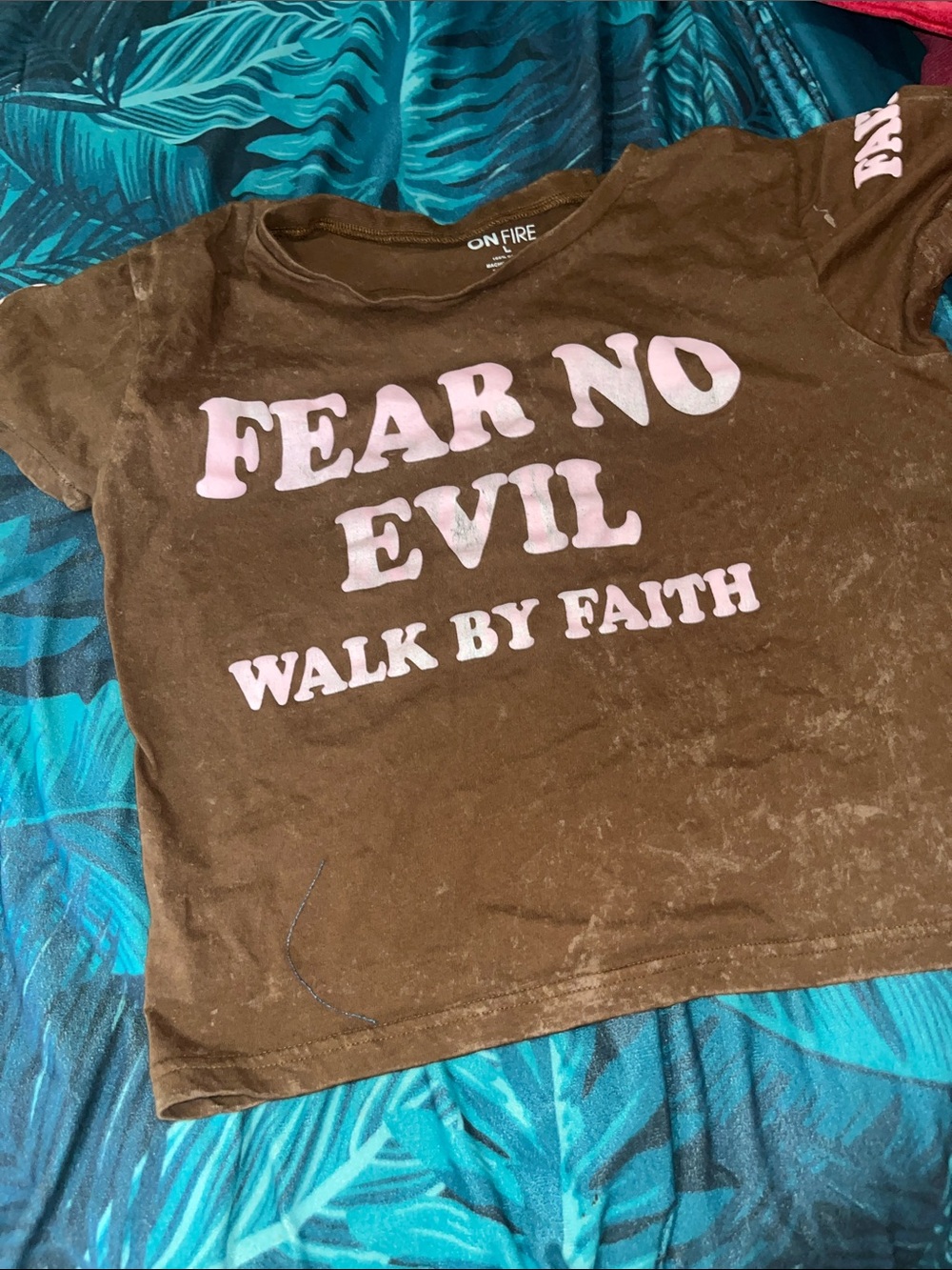 On Fire Brown Tee with Pink Faith Graphic